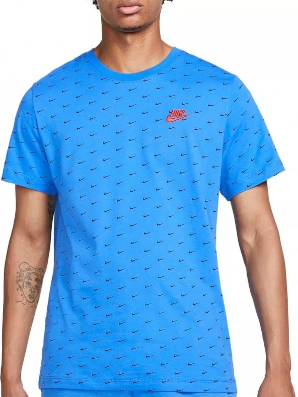 Nike Sportswear All-Over Swoosh Print T-Shirt - Blue/Red - Size Medium #183